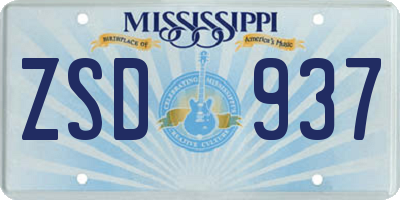 MS license plate ZSD937