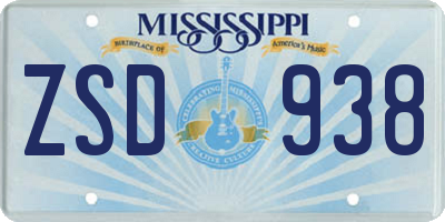 MS license plate ZSD938