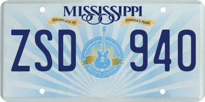 MS license plate ZSD940