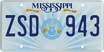 MS license plate ZSD943