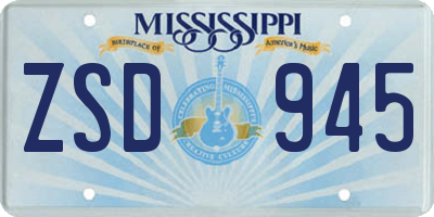 MS license plate ZSD945