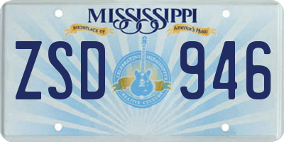 MS license plate ZSD946