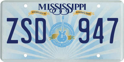 MS license plate ZSD947