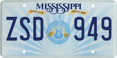 MS license plate ZSD949
