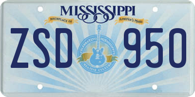 MS license plate ZSD950