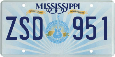 MS license plate ZSD951