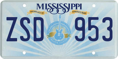 MS license plate ZSD953