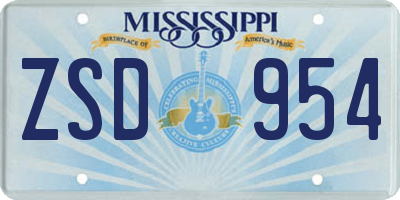 MS license plate ZSD954