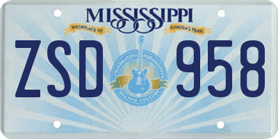 MS license plate ZSD958