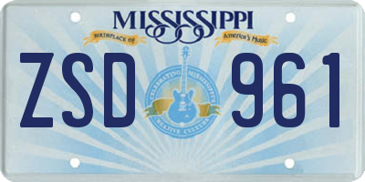 MS license plate ZSD961