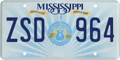 MS license plate ZSD964
