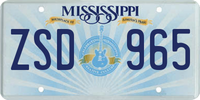 MS license plate ZSD965