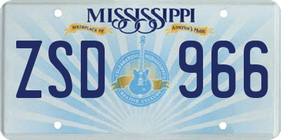 MS license plate ZSD966