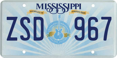 MS license plate ZSD967