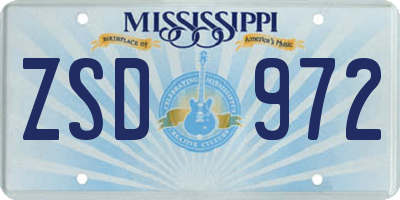 MS license plate ZSD972