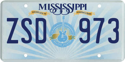 MS license plate ZSD973