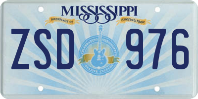 MS license plate ZSD976
