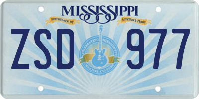 MS license plate ZSD977