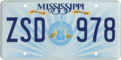 MS license plate ZSD978