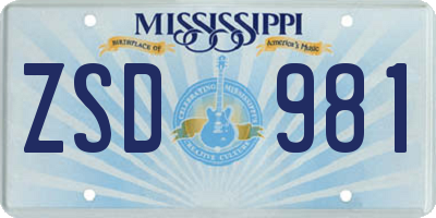 MS license plate ZSD981