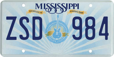 MS license plate ZSD984