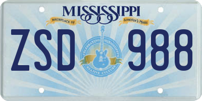 MS license plate ZSD988
