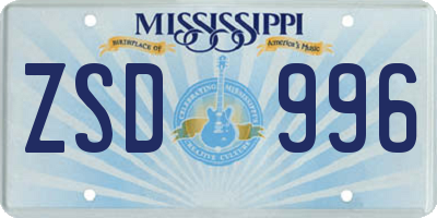 MS license plate ZSD996