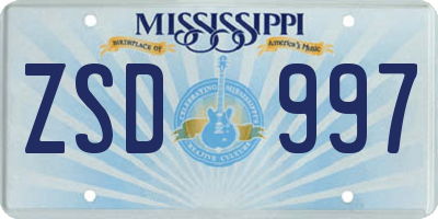 MS license plate ZSD997