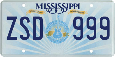 MS license plate ZSD999