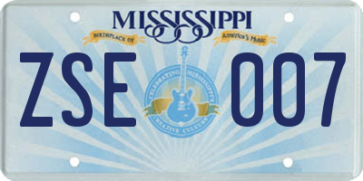 MS license plate ZSE007