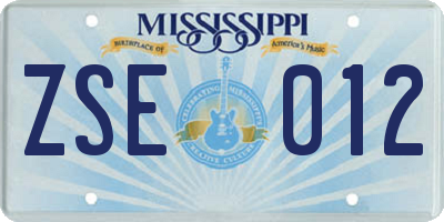 MS license plate ZSE012