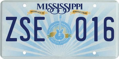 MS license plate ZSE016