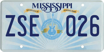 MS license plate ZSE026