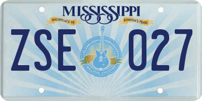 MS license plate ZSE027