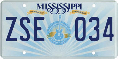 MS license plate ZSE034