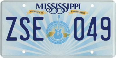 MS license plate ZSE049