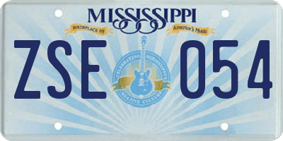 MS license plate ZSE054