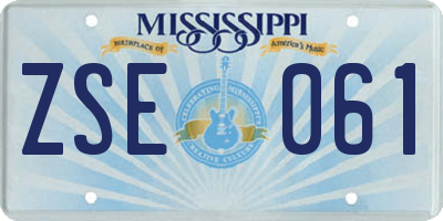 MS license plate ZSE061