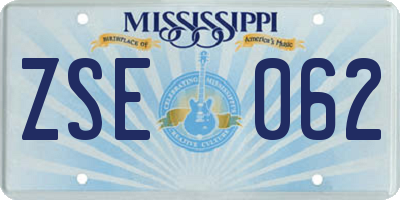 MS license plate ZSE062