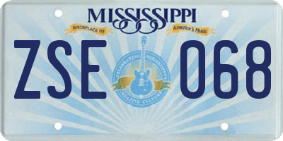 MS license plate ZSE068