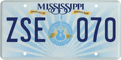 MS license plate ZSE070