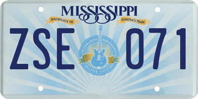 MS license plate ZSE071