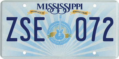 MS license plate ZSE072