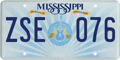 MS license plate ZSE076