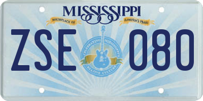 MS license plate ZSE080