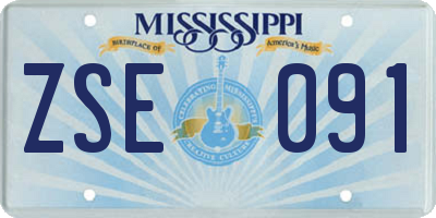 MS license plate ZSE091
