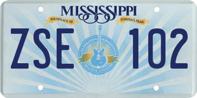 MS license plate ZSE102