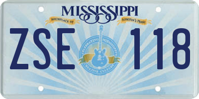 MS license plate ZSE118