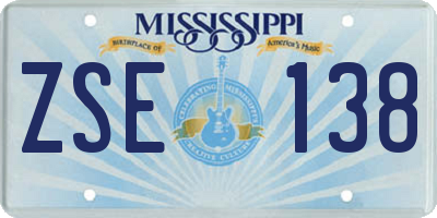 MS license plate ZSE138