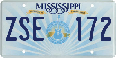 MS license plate ZSE172